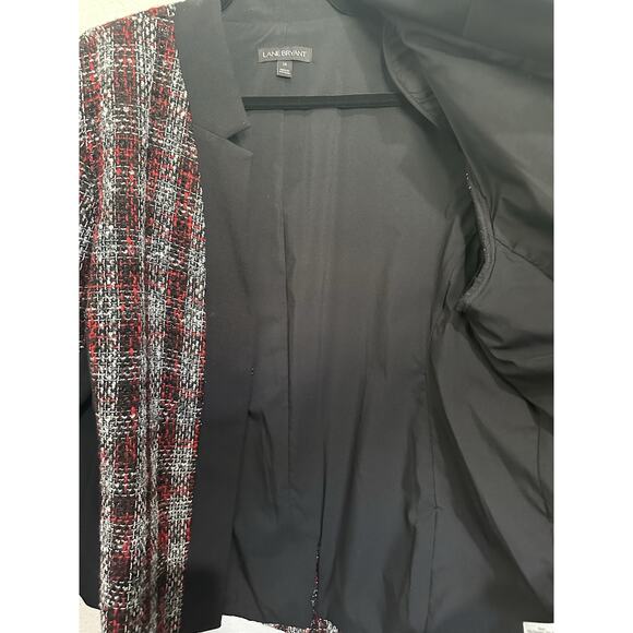 Lane Bryant Red, Gray & Black Metallic Modern Tweed Blazer Jacket Size 18 - Picture 7 of 11
